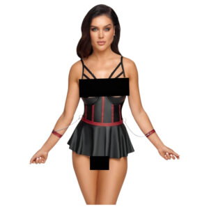 Cottelli Bondage - lesklý set s pouty (černá) - L