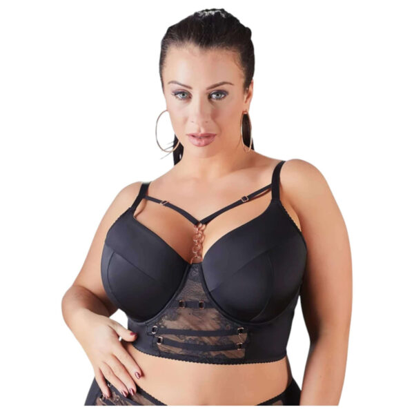 Cottelli Plus Size - krajková podprsenka s pásky (černá) - 90F