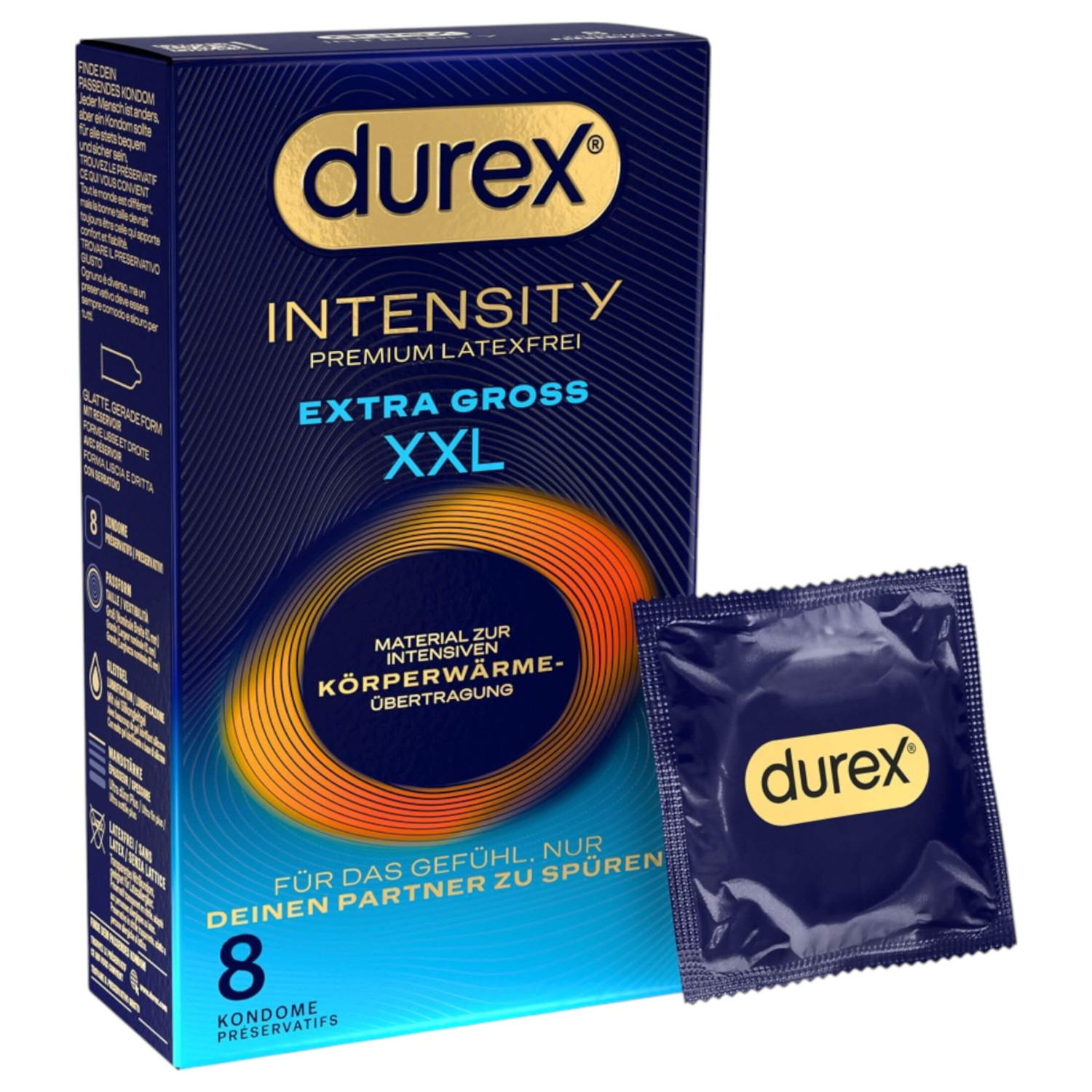 Durex Intensity XXL - bezlatexový kondom (8 ks)