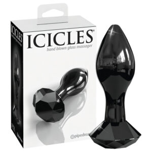 Icicles No. 78 - kónický skleněný anální kolík (černý)