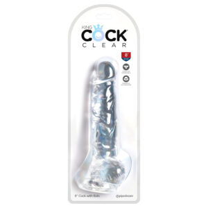 King Cock Clear 8 - přísavný dilatátor s varlemi (20 cm)