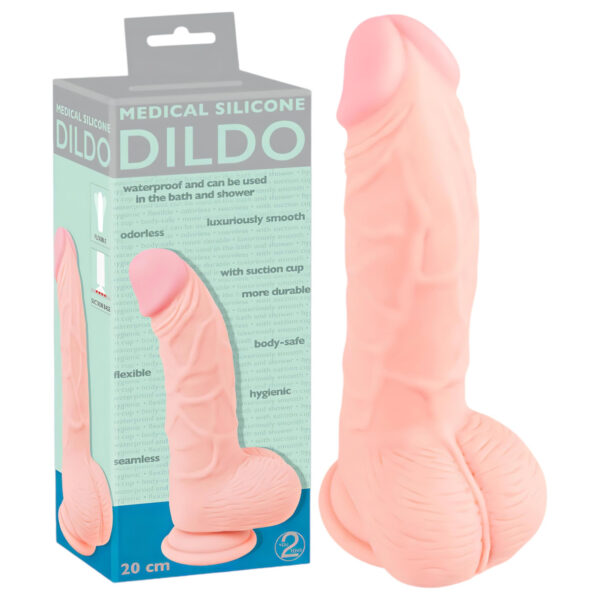 Medical - lékařský silikonový dildo (20 cm) - přírodní