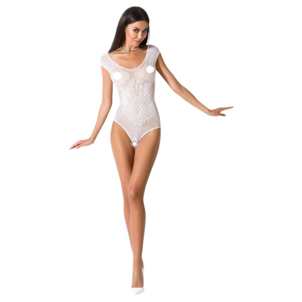 Passion BS064 - otevřené síťované body (bílá) - S-L