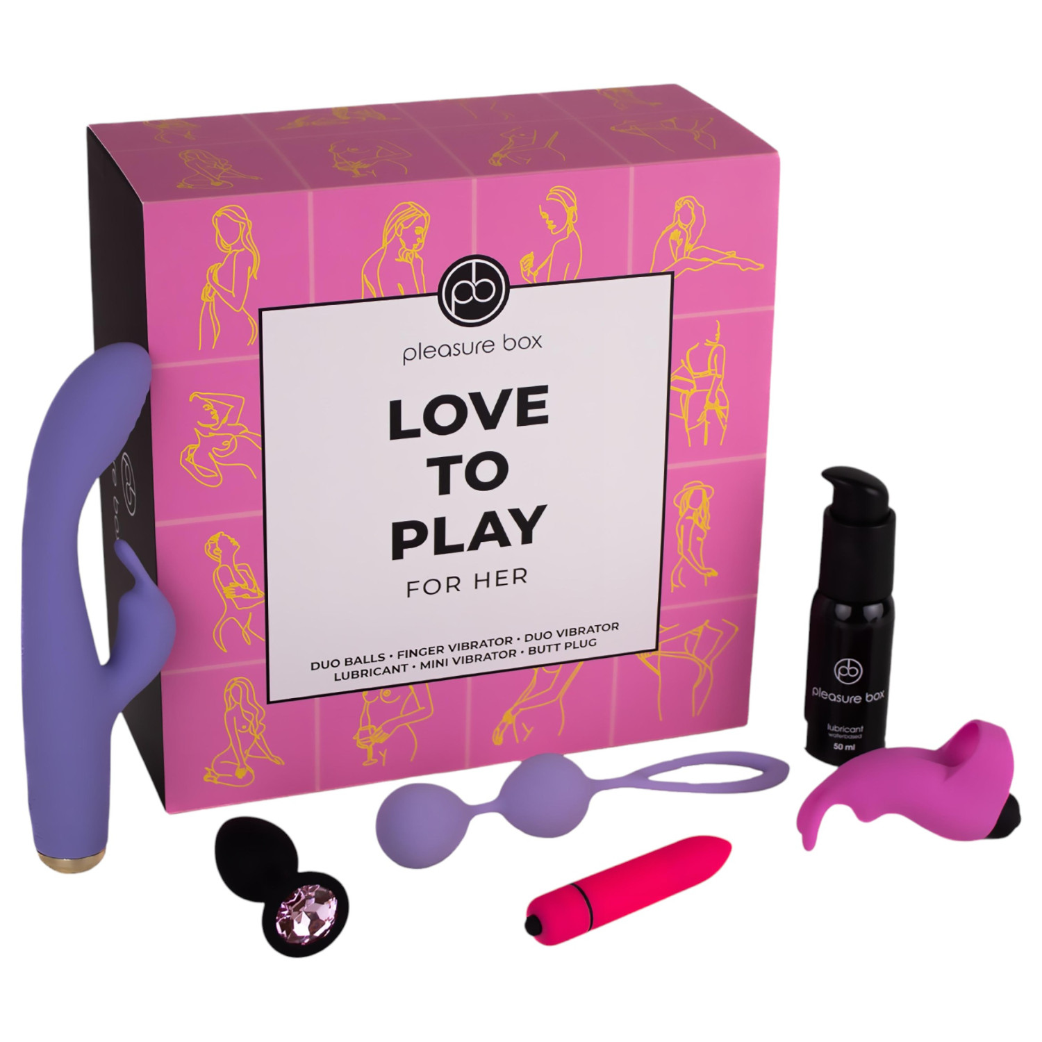 Pleasure Box Love to Play - vibrační sada - 6 dílů (růžovo-fialová)