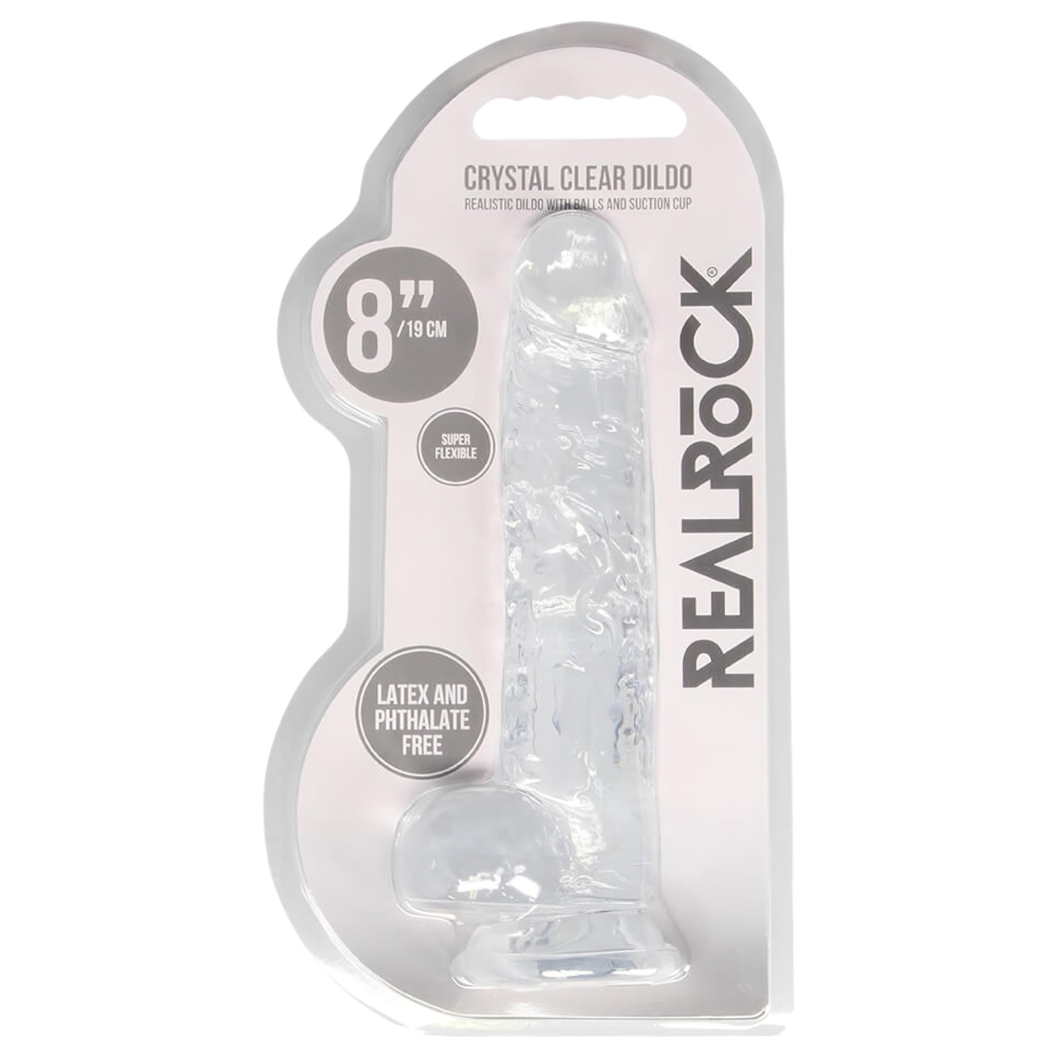 REALROCK - průhledný realistický dildo - průhledný (19cm)