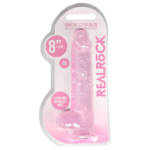REALROCK - průhledný realistický dildo - růžový (19cm)