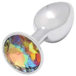 Sunfo - kovový anální kolík s žlutým kamenem (stříbrný)