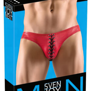 Svenjoyment - černé pánské spodní prádlo s červenou šněrováním - L