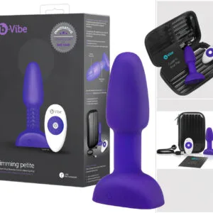 b-Vibe Rimming - fialový anální vibrátor s rotujícími perličkami