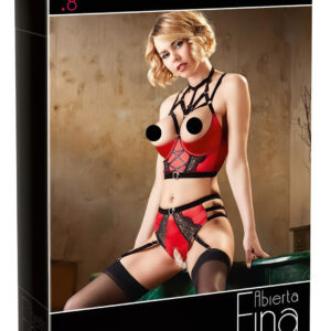 Abierta Fina - kroužková sada s podprsenkou (červená) - 80C/M