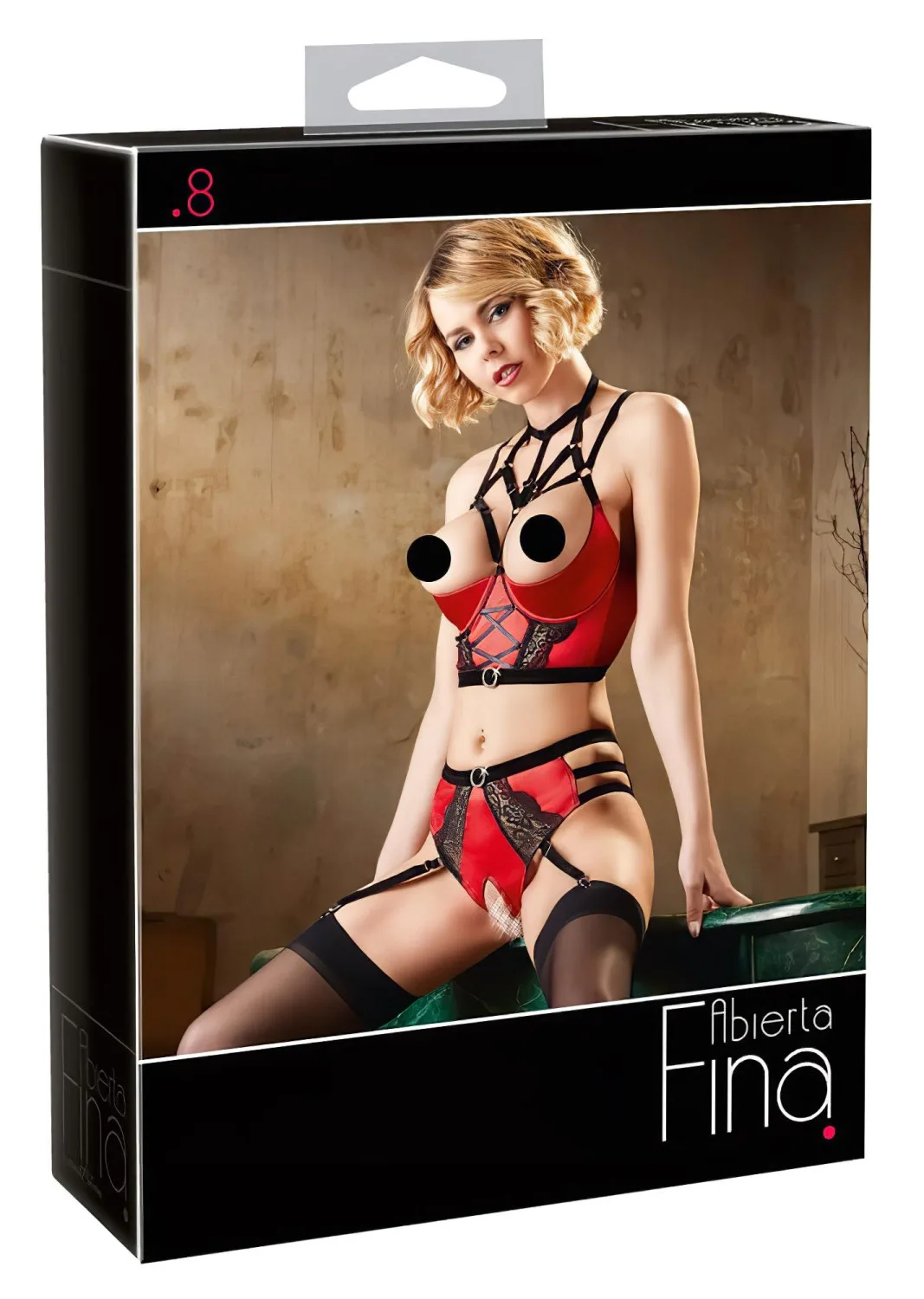 Abierta Fina - kroužková sada s podprsenkou (červená) - 85B/L