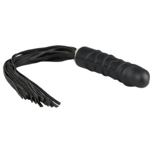 Easytoys Flogger - bič a silikonové dildo 2v1 (černé)