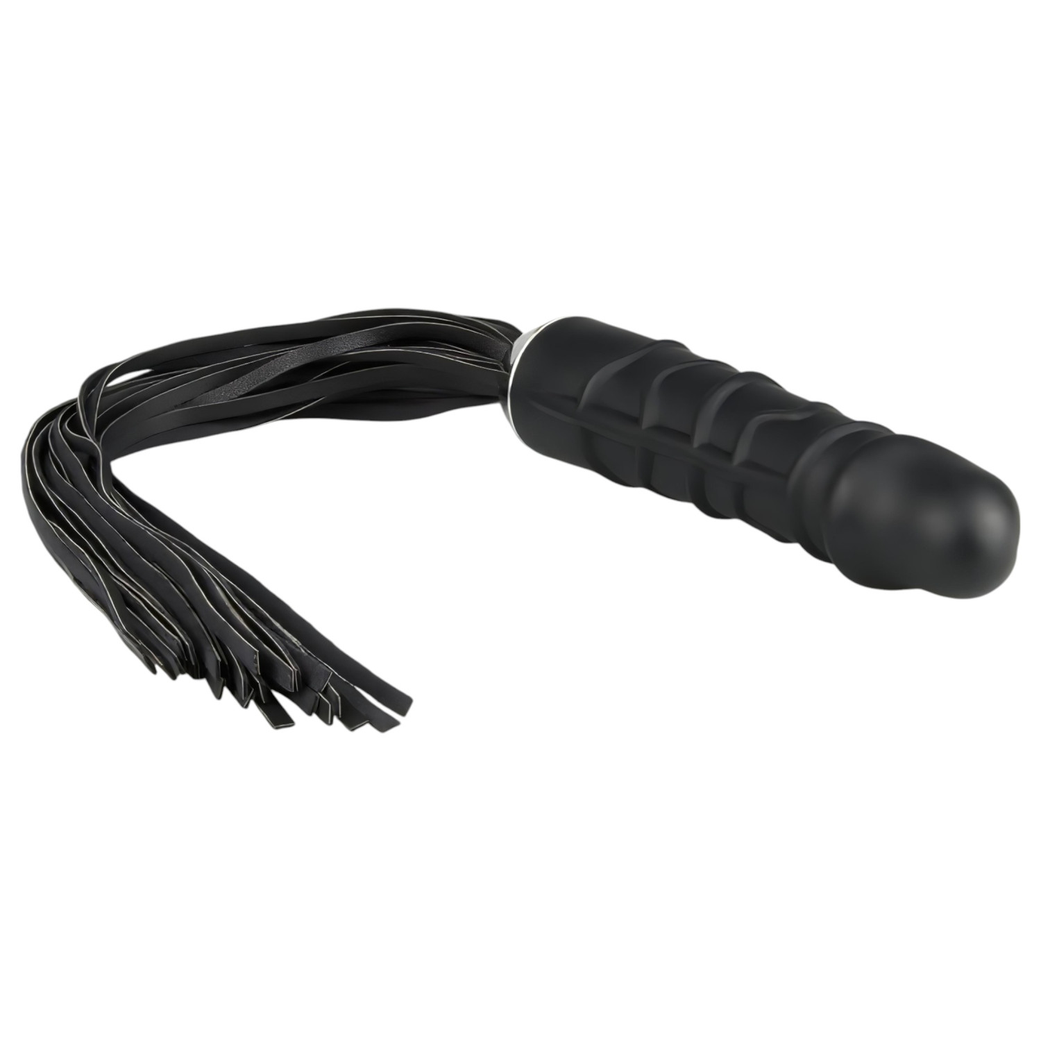 Easytoys Flogger - bič a silikonové dildo 2v1 (černé)