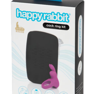 Happyrabbit Cock Kit - vibrační kroužek na penis se schránkou (fialový)