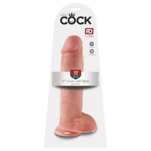 King Cock 11 - přísavkový dildo s varlaty (28cm) - tělová barva