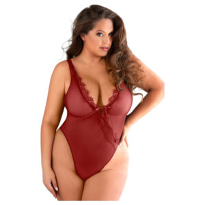 Allure - krajkový otevřený body (červený)