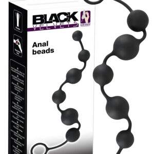 Black Velvet - 6 korálkový anální dildo (černý)