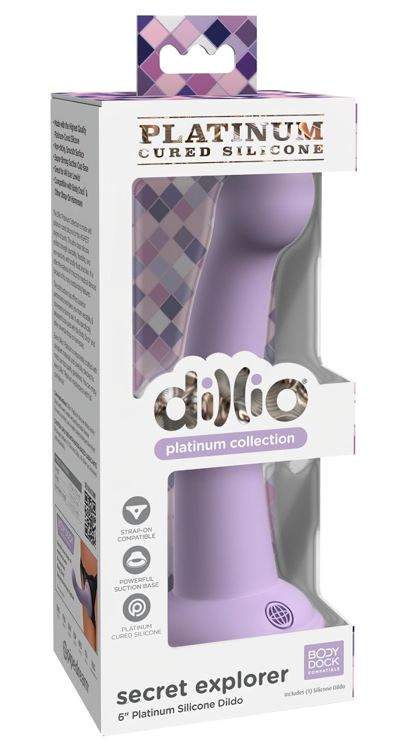 Dillio Secret Explorer - přísavkový dildo (17 cm) - fialový