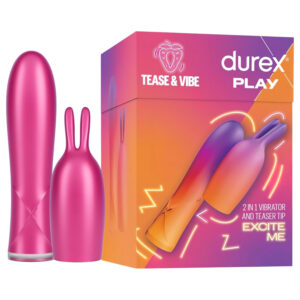 Durex Tease & Vibe - vibrátor tyčka s králíčím dráždidlem (růžová)