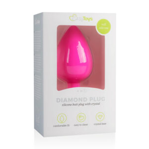 Easytoys Diamond - růžový anální kolík s bílými kameny (velký)