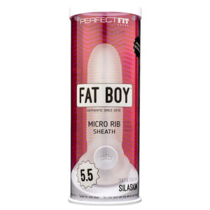 Fat Boy Micro Ribbed - penisový návlek (15 cm) - bílý