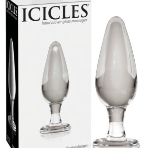 Icicles No. 26 - kuželovitý skleněný anální kolík (průhledný)
