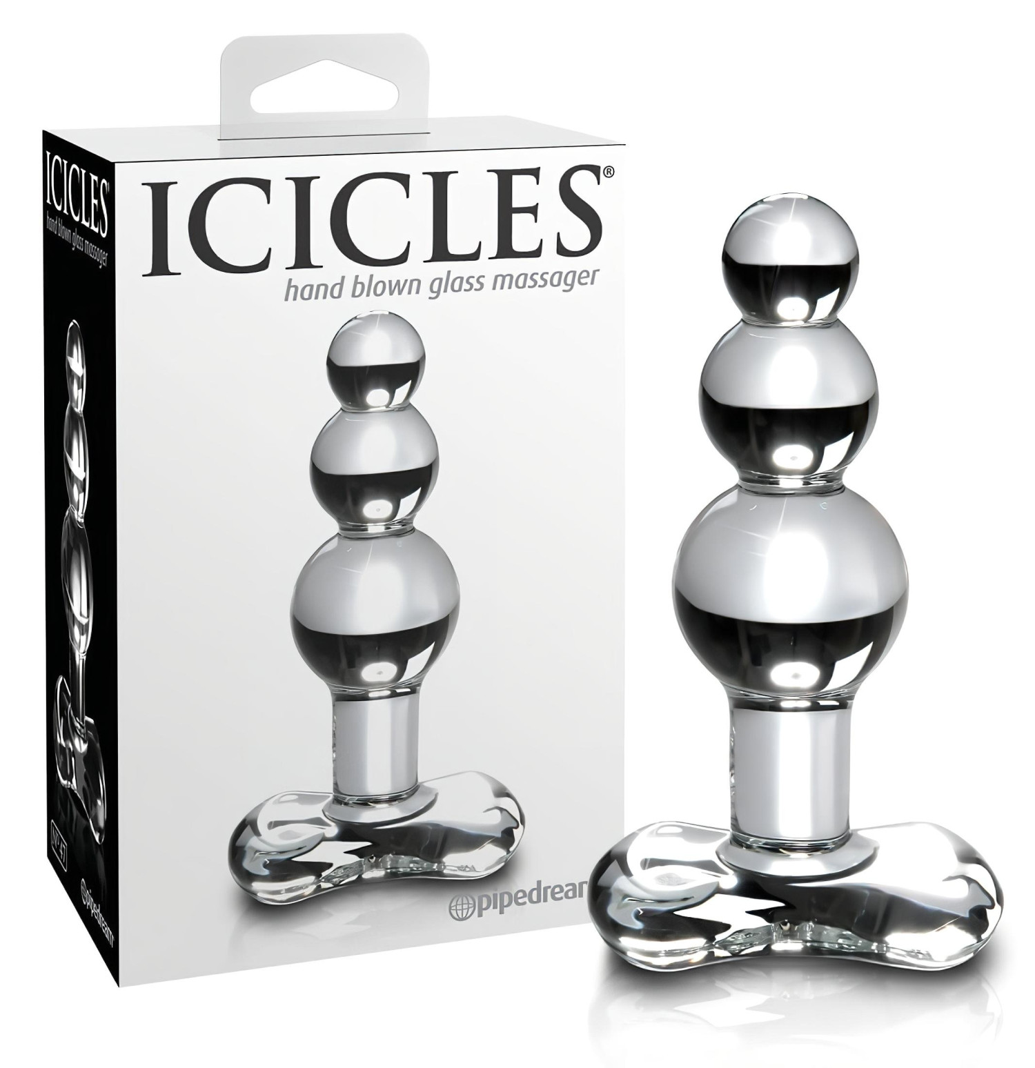 Icicles No. 47 - trojitý perlový skleněný anální kolík (průhledný)