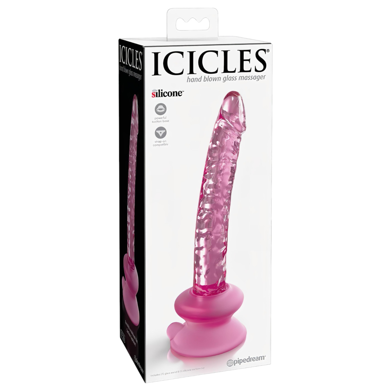 Icicles No. 86 - skleněné dildo s penisem (růžová)