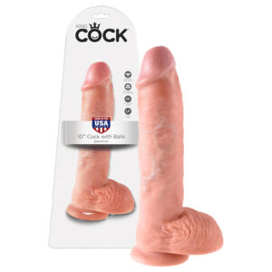King Cock 10 s varlaty velké dildo (25 cm) - přírodní