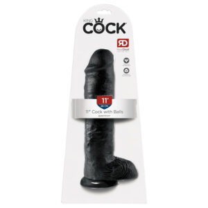 King Cock 11 - velký přísavkový dildo s varlaty (28cm) - černý