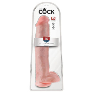 King Cock 15 - přísavkový dildo s varlaty (38cm) - přirozený