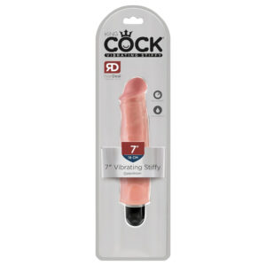 King Cock 7 Stiffy - vodotěsný realistický vibrátor (18cm) - přirozený
