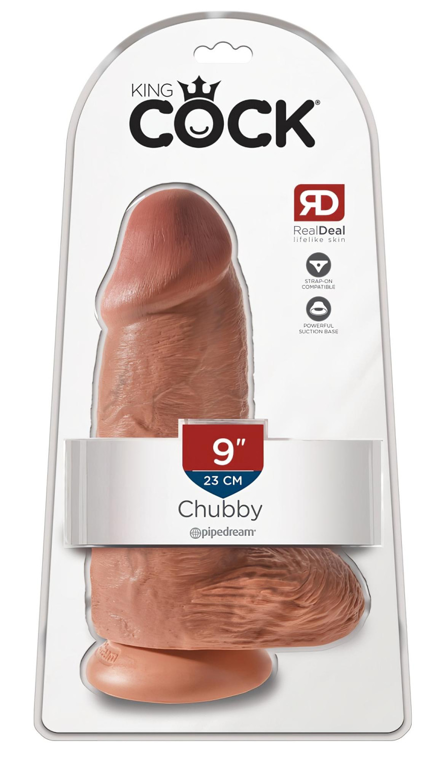 King Cock 9 Chubby - přísavkový dildo (23cm) - tmavě přírodní