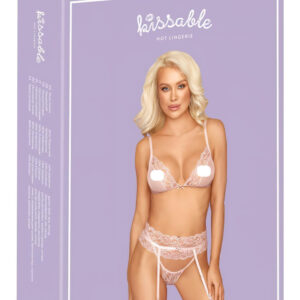 Kissable - krajkové spodní prádlo set (růžová) - L/XL