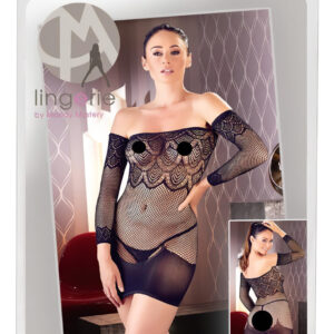 Mandy Mystery - síťované šaty s krajkou a tanga