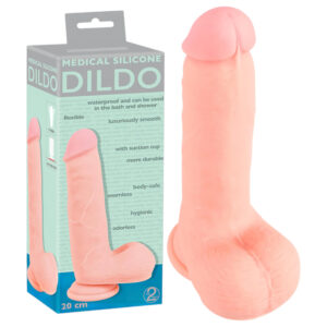 Medical - přímý silikonový dildo (20cm) - přírodní