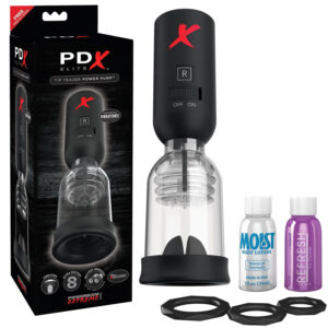 PDX Elite Tip Teazer - automatická sací vibrátor na žalud (černá)