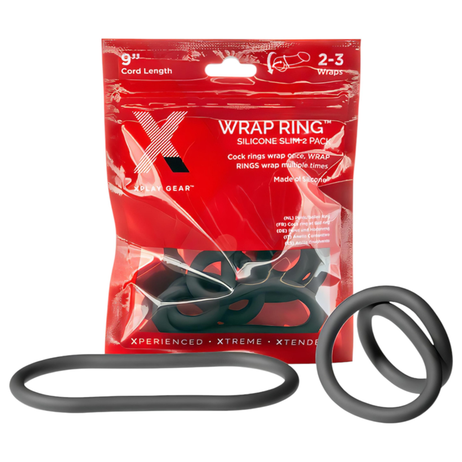 Perfect Fit Slim Wrap 9 - tenký penisový kroužek - černý (22cm)