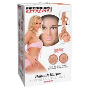 Pipedream Hannah Harper - životní velikost gumová panna s 3D obličejem