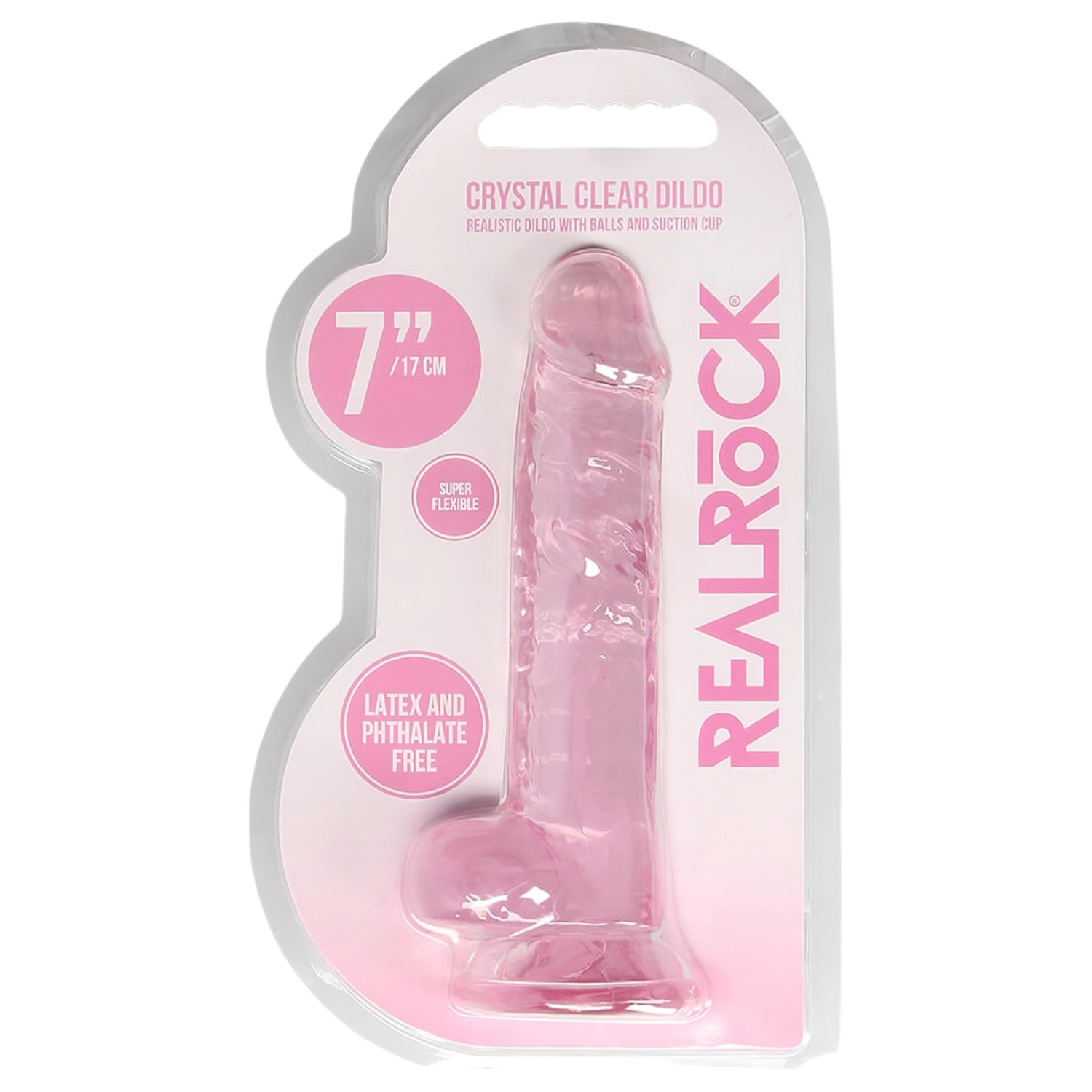 REALROCK - růžové realistické dildo - průhledné (17 cm)