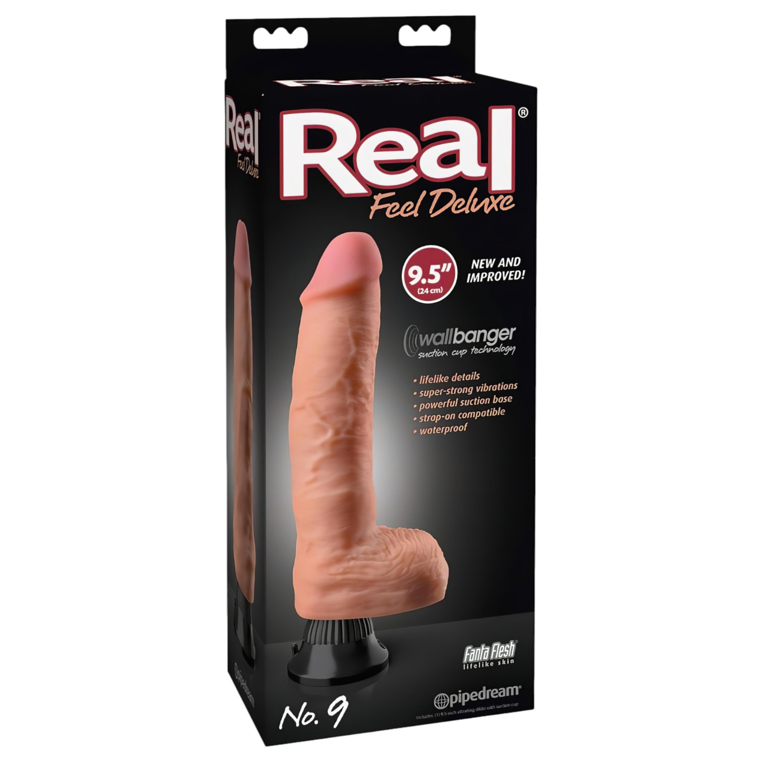 Real Feel Deluxe No.9 - realistický vibrátor s varlaty (naturální)