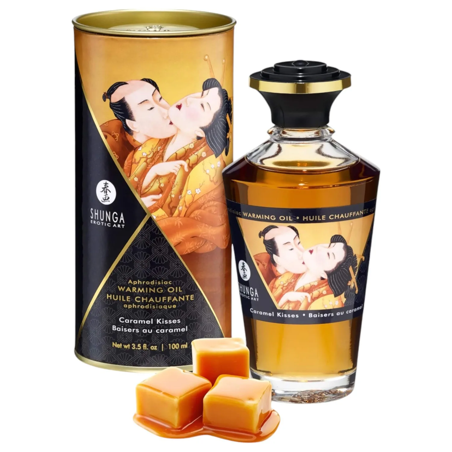 Shunga - hřejivý masážní olej - karamel (100ml)
