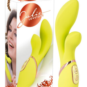 Jülie - vibrátor s klitorálním ramenem (žluto-zelený)