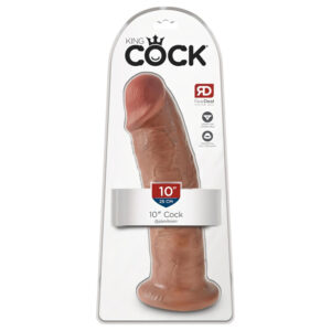 King Cock 10 - velký dildo s přísavkou (25cm) - tmavě přírodní