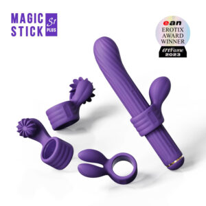 Magic Stick - vibrátor s vyměnitelnými nástavci (fialový)