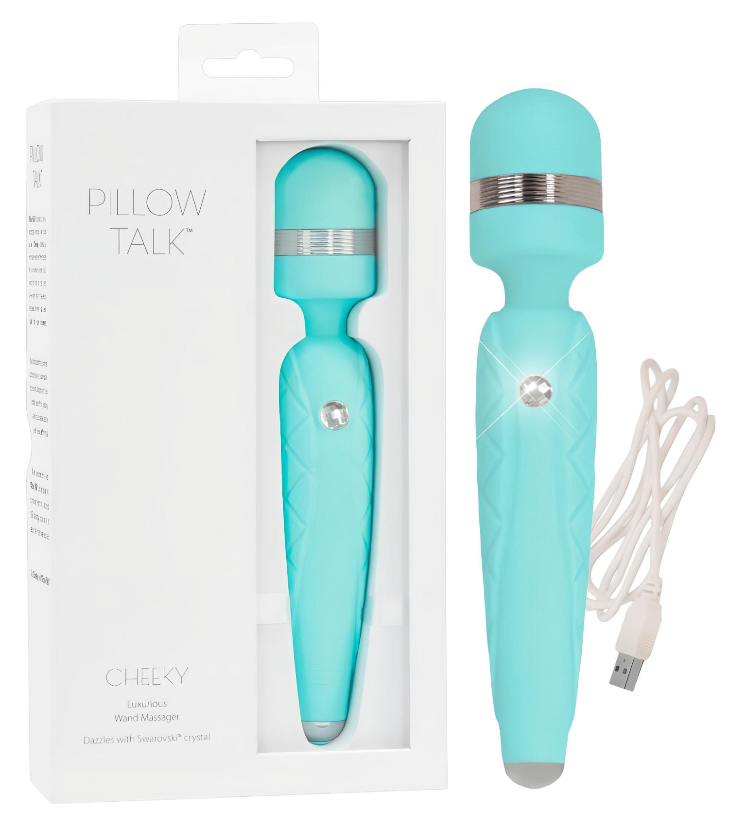 Pillow Talk Cheeky Wand - akumulátorový masážní vibrátor (tyrkysový)