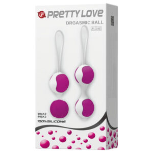 Pretty Love Orgasmic - variabilní sada geisha kuliček (bílá-fialová)