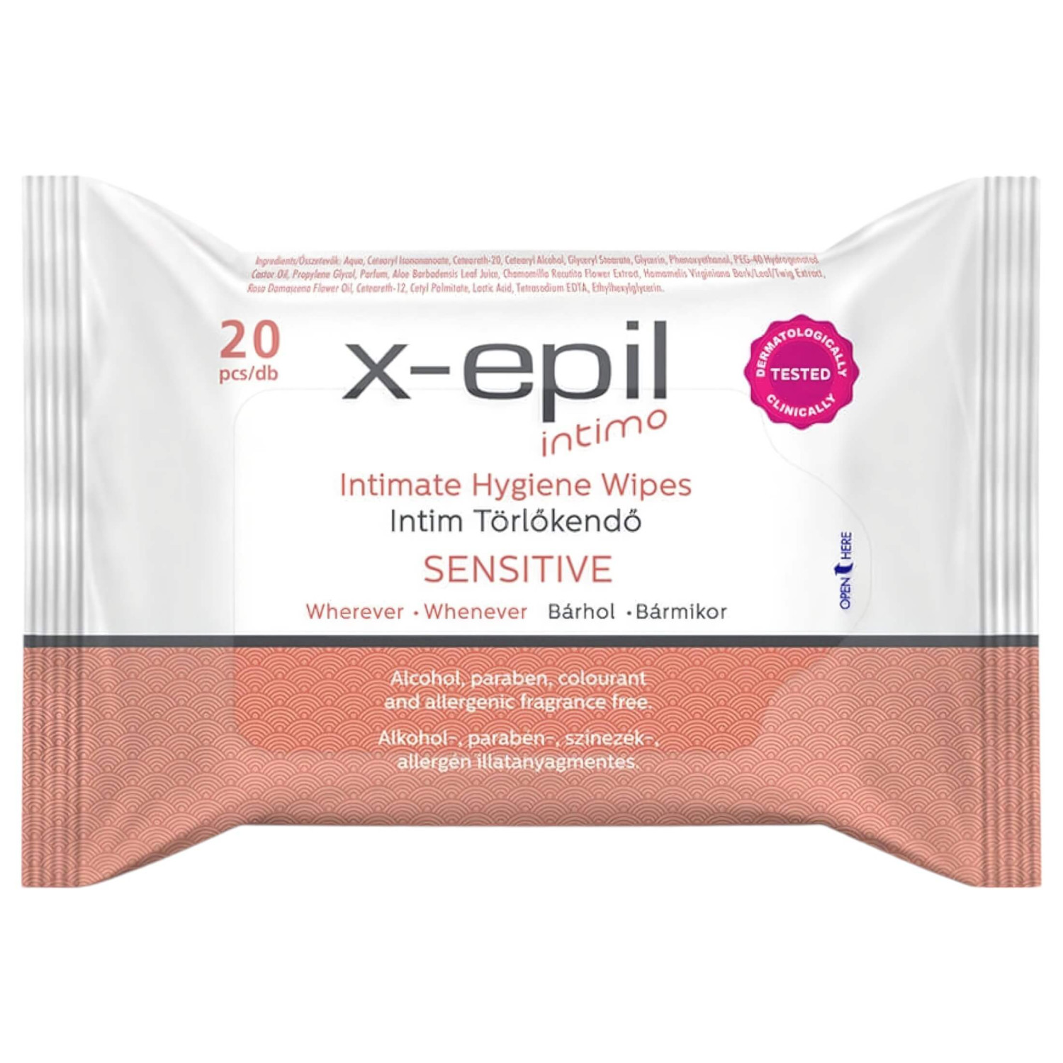 X-Epil Intimo Sensitive - intimní vlhčené ubrousky (20ks)