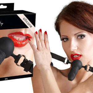 Bad Kitty - silikonový roubík s malým dildem (černý)