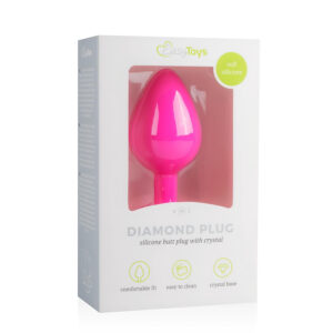 Easytoys Diamond - růžový anální kolík s bílým kamenem (střední)